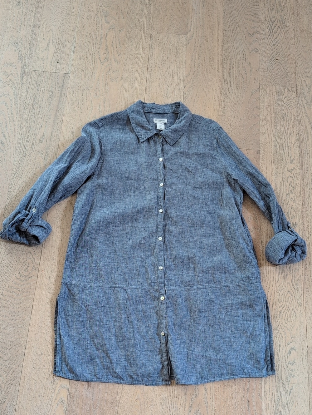 Artisan Ny Button-Front Linen Tunic Size L